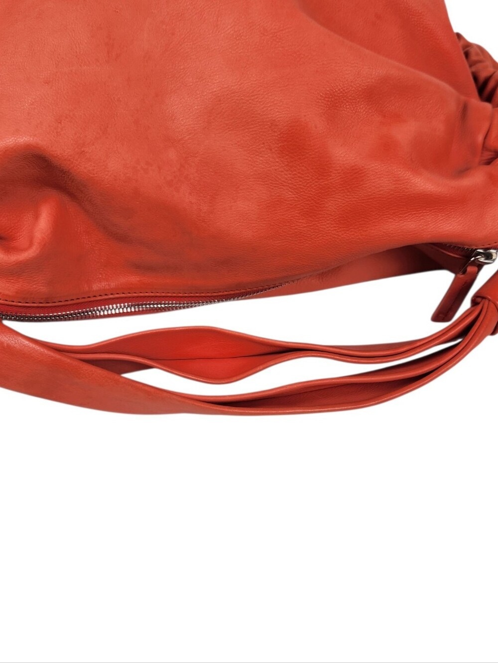 Marni Vintage Rouched Orange Leather Hobo Handbag Shoulder Bag Purse Luxury - Picture 10 of 16